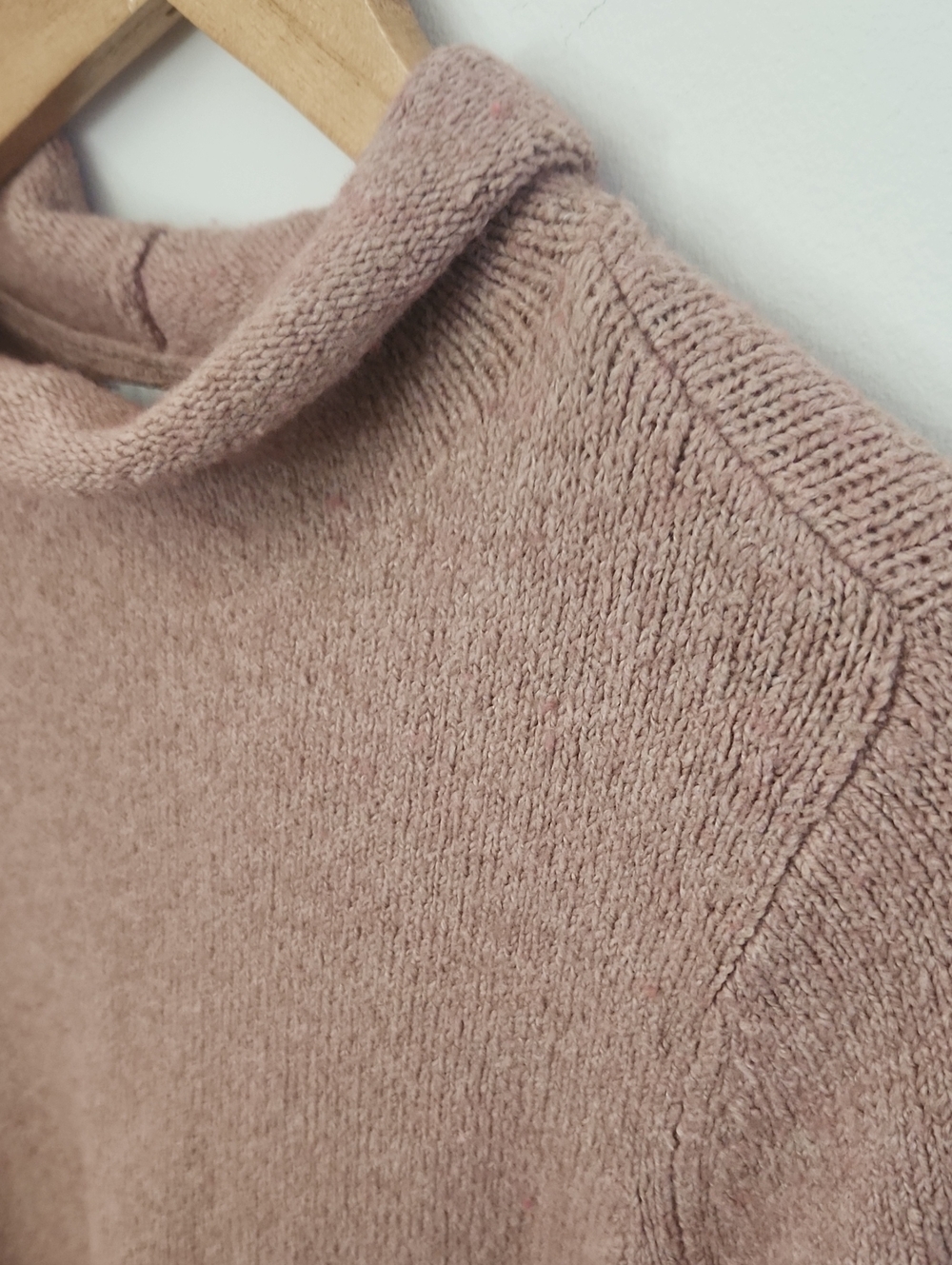 J. Jill Draped Funnel Neck Wool Knit Speckled Pink Sweater Small - Picture 3 of 10